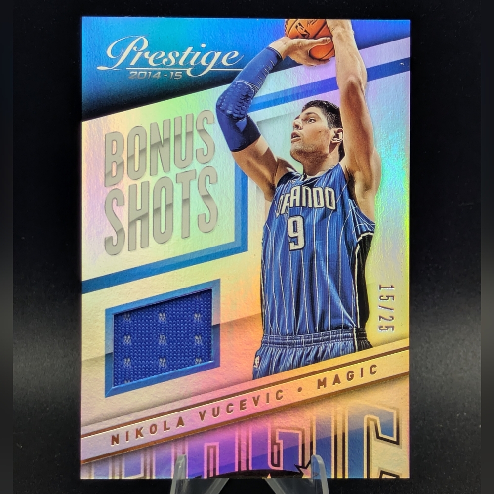2014-15 Panini Prestige Premium Nikola Vucevic Bonus Shots Materials Orange /25
